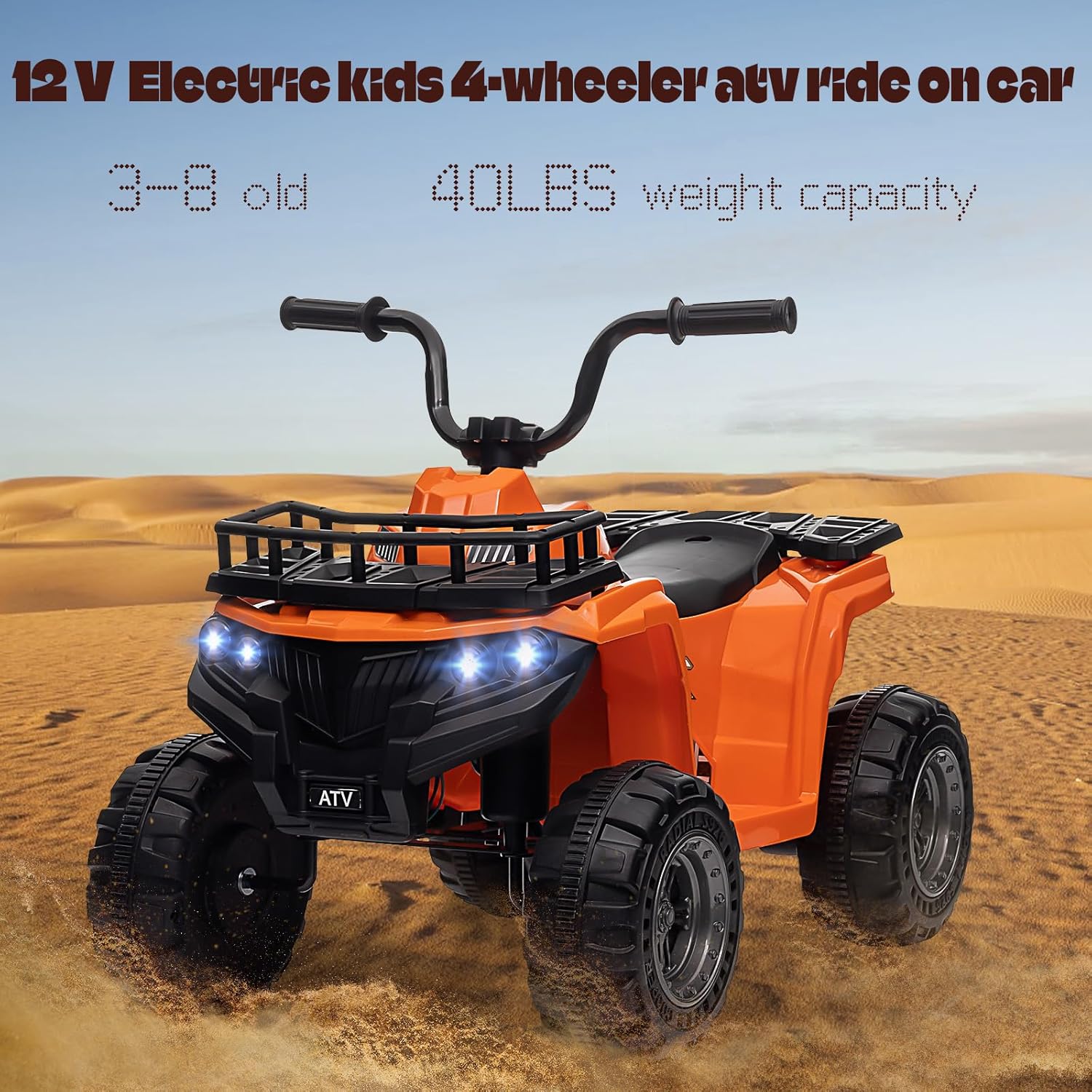 Trilenars 12V ATV Electric 4 Wheeler in Orange with Max 1.8MPH,Orange