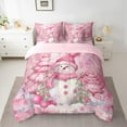 thumbnail image 2 of Castle Fairy Pink Snowman 7-Piece Twin Bedding Sets for Preppy Children Teens,Christmas Tree Snowflake Bedding Comforter Set,Xmas Festival Breathable Sheet Sets,Ultra Soft Home Decor, 2 of 8