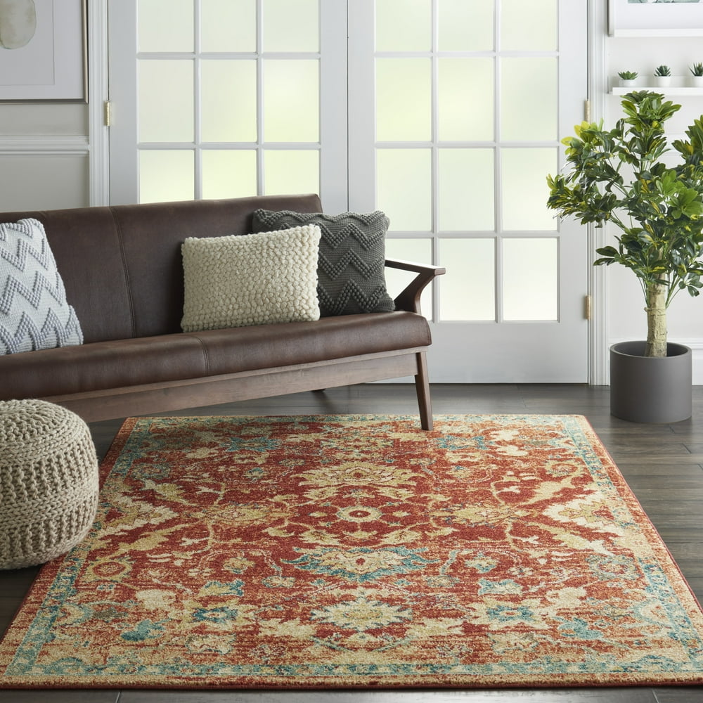 Nourison Traditional Vintage Persian Bordered Red Area Rug Walmart