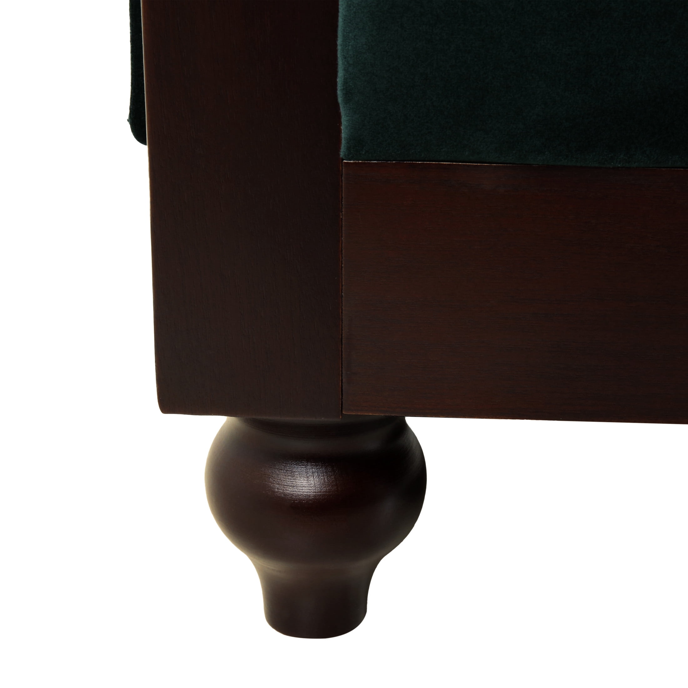 Chesterfield Velvet Tufted Love Seat with Pine Frame, Forest Green