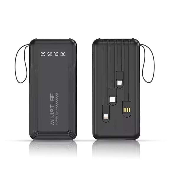 Power Bank Pila Batería Recargable Kimhi Carga Rapida 20,000mah Portatil Con 4 Cables 1 Puerto Usb Cargador Para Celular Tablet Banco De Energia Con Pantalla Led Y Linterna