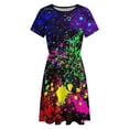 thumbnail image 4 of Wet Paint Retro Color Splash Dress Fashion Beach Short Sleeve Dresses Female Party Printed Sundress, 4 of 7
