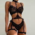 thumbnail image 3 of Gibobby Conjunto de lencería Sexy Nueva sexy lencería de encaje ropa interior ropa de dormir anillo de pijamas liguero(Negro, XL), 3 of 5