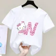 thumbnail image 1 of Camiseta de algodón de manga corta con letras de Hello Kitty para niños, Top con estampado de dibujos animados, ropa para niñas, regalo de cumpleaños para bebés, A-Z de verano, 1 of 7