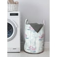 thumbnail image 3 of Floral Laundry Bag, Ornamental Alstroemeria Flowers on Vertical Striped Background, Hamper Basket with Handles Drawstring Closure for Laundromats, 13" x 19", Blue Grey Pale Pink, by Ambesonne, 3 of 4