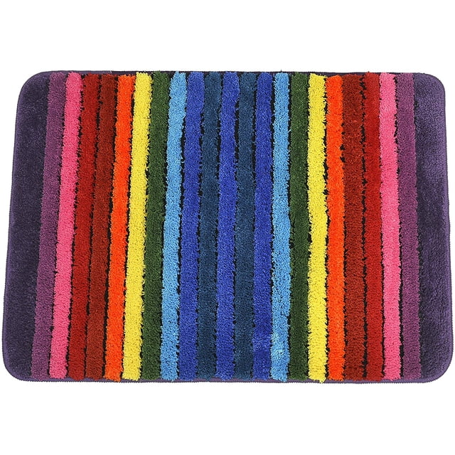 Alfombra de baño colorida con diseño de arco iris, 19 x 27 pulgadas, color aguamarina, suave microfibra, absorbente de agua, gruesa alfombra de baño, lavable a máquina, antideslizante, alfombra