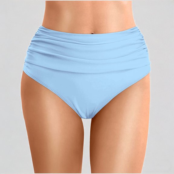Daznico Women's Summer Solid Color Waist Length Pleated Beach Double Layered Triangle Swim Trunks,XL