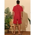 thumbnail image 3 of Unique Bargains Men's Polka Dots Hawaiian Short Sleeves Summer Shirts 2 Pieces Set S Red, 3 of 6