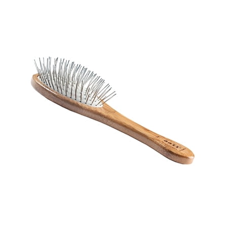 Style & Détangle Broche en Alliage de Brosse pour Animaux de Compagnie Poignée en Bambou Pur Ovale Moyen Finition Sombre Modèle A9-DB
