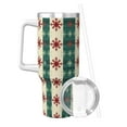 thumbnail image 2 of Sikiie Christmas Snowflakes Plaid Insulated Stainless Water Bottle Lid Travel Mug Cup Insulated Tumblers Cup 40oz Ice Bully With Handle, 2 of 8