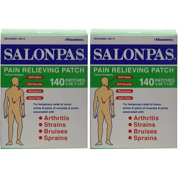 Salonpas Temporary Pain Relieving Patchs, 140 Count, 2 Pack
