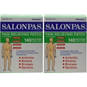 Salonpas Temporary Pain Relieving Patchs, 140 Count, 2 Pack