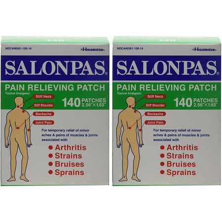 Salonpas Temporary Pain Relieving Patchs, 140 Count, 2 Pack