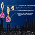 thumbnail image 2 of Gem Stone King 10K Yellow Gold Pink Moissanite and Lab Grown Diamond Stud Dangle Earrings for Women | 2.29 Cttw | Gemstone Birthstone | Pear Shape 8X6MM, 2 of 6