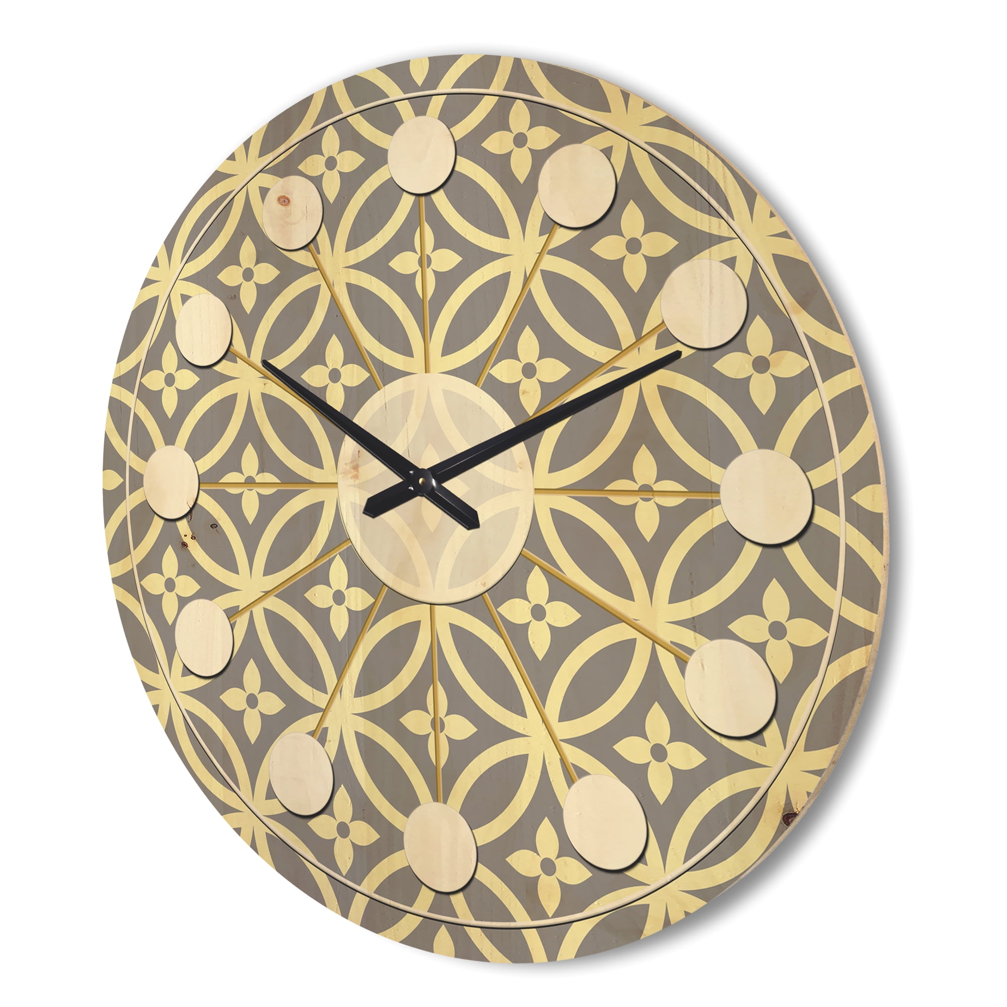 Designart 'Ornamental Retro Pattern II' Mid-Century Modern Wood Wall Clock