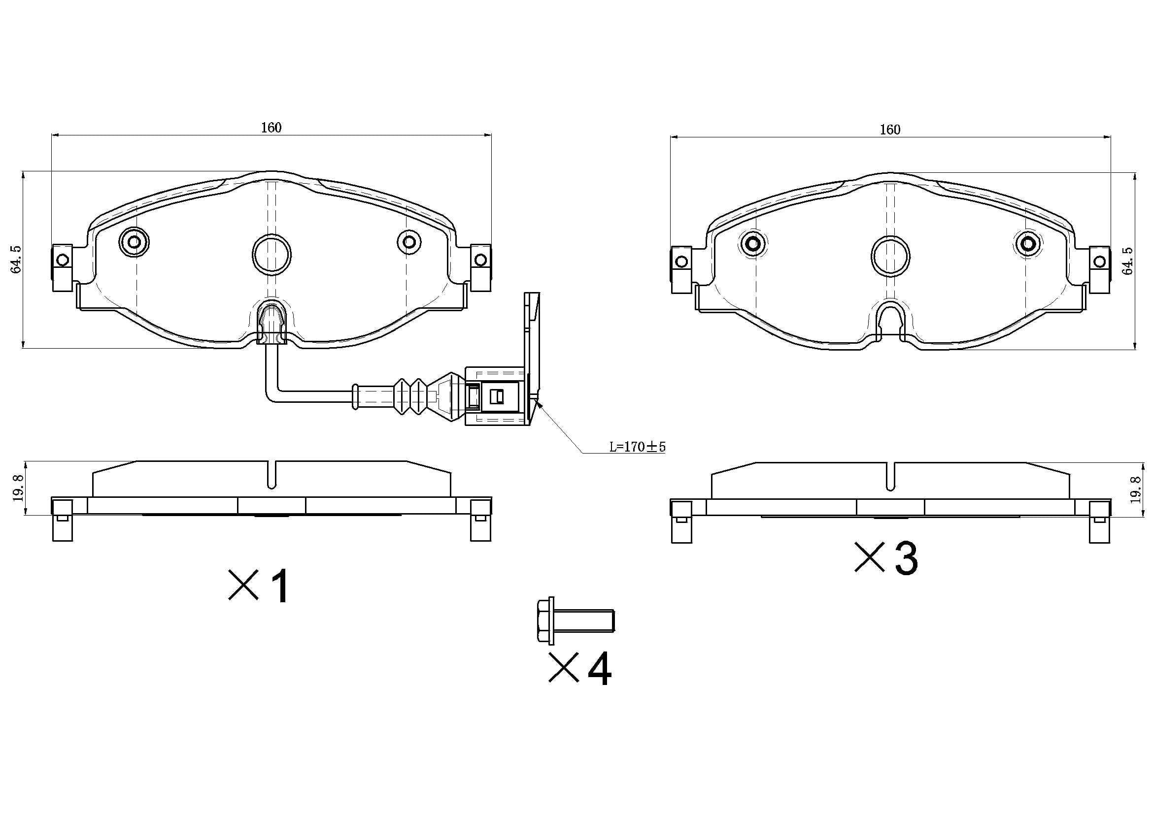 Winstop Brake Pad Set, Front WS.1760.0.M, Volkswagen Jetta 2023-2019