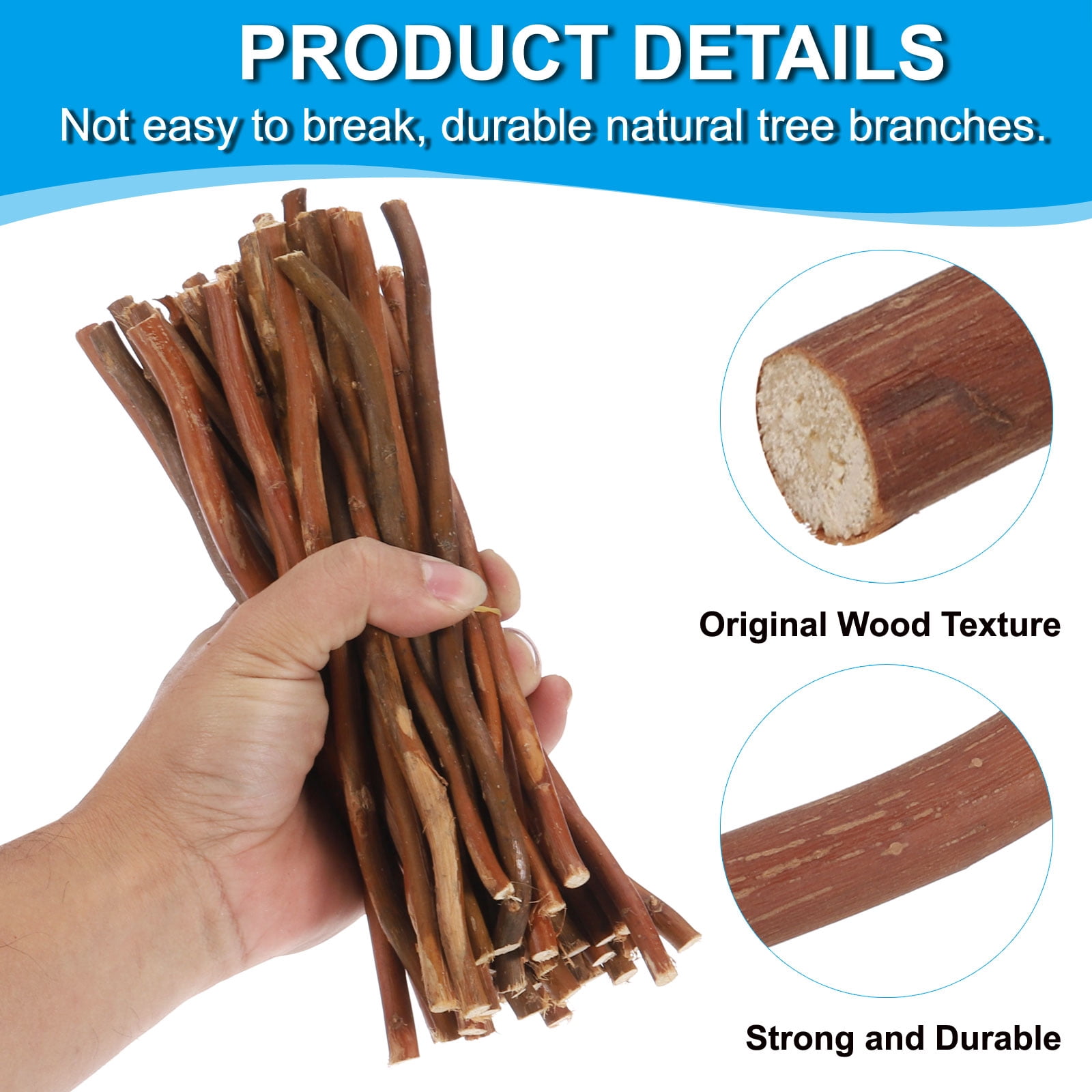 Uxcell 36 Pcs 50cm Wood Log Sticks, 0.2-0.5 inch in Diameter Natural Wood Craft Sticks, Dried Wood Sticks Decorative Wood Branch Sticks for DIY Crafts Accessory Photo Props, Brown