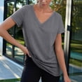 thumbnail image 4 of DondPO Women's T-Shirts Women's Spring and Autumn Short Sleeved V Neck T Shirt top Shirts for Women Womens tops Gray L, 4 of 7