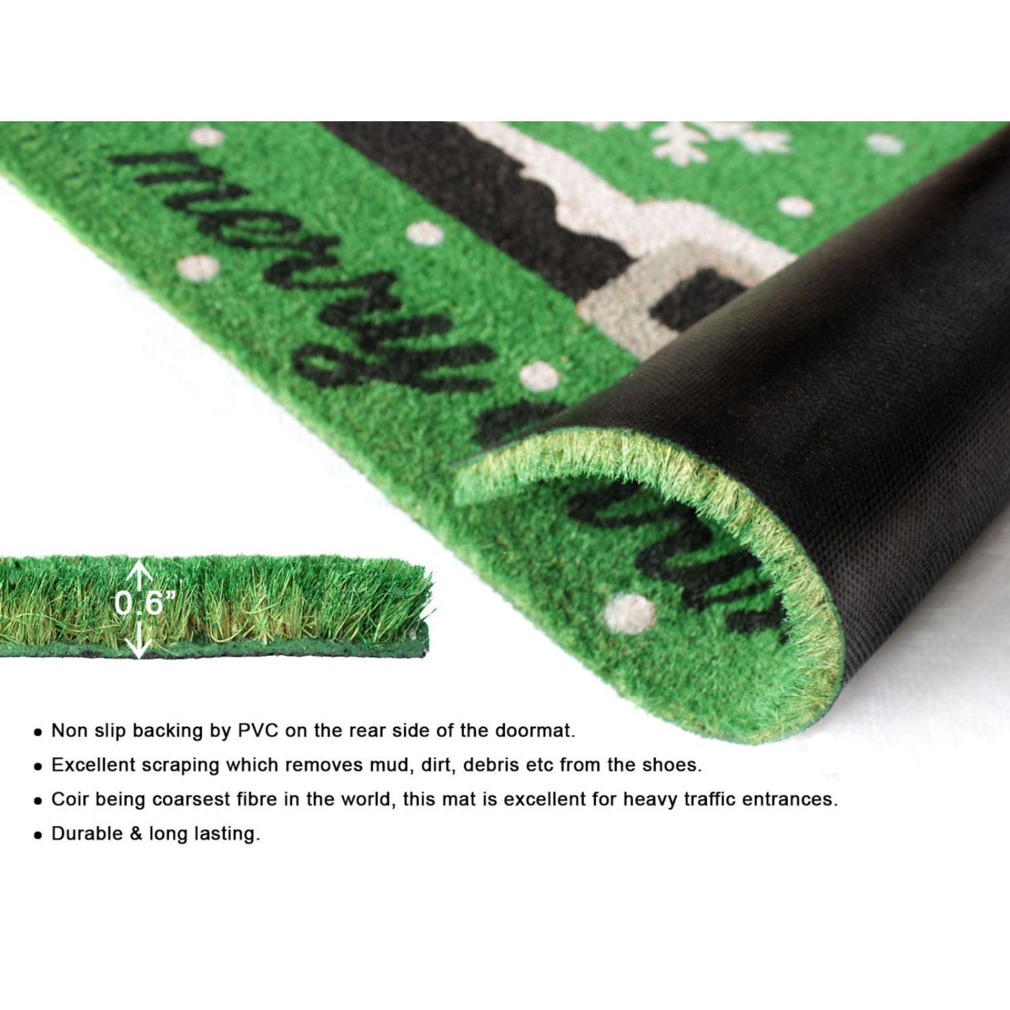 Rugsmith Green Machine Tufted Holiday Merry Christmas Snow Flakes Doormat, 18" x 30"