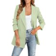thumbnail image 2 of Huowey Womens Blazer Jacket Solid Color Slim Fit Long Sleeve Office Coat Notch Lapel Button Formal Business Casual Outerwear,Light Green,L, 2 of 5