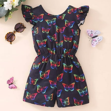 

Leesechin Baby Bodysuit Toddler Kids Boys Girls Summer Fashion Cute Flowers Print Flying Sleeve Romper Jumpsuit on Clearance