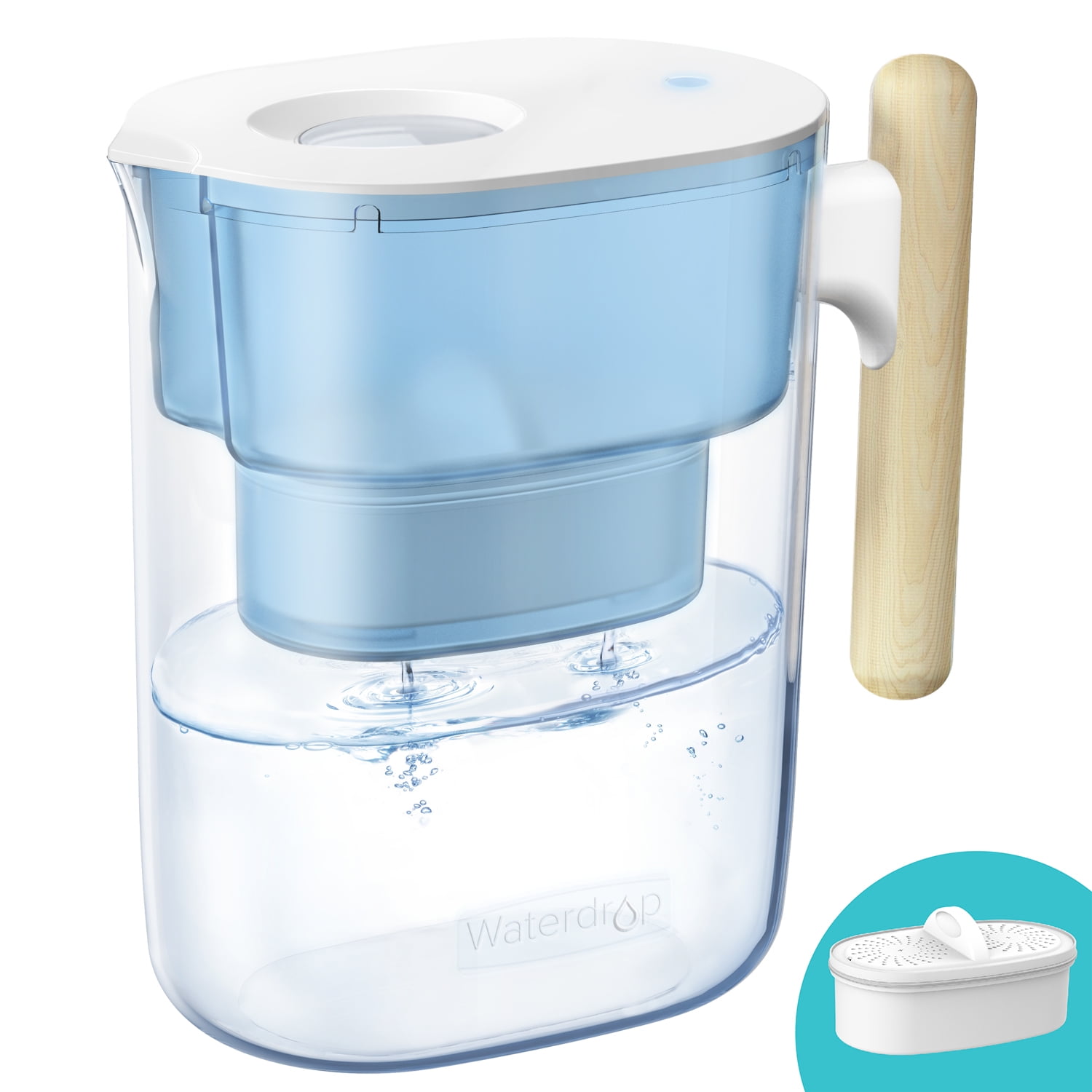 10Cup Water Filter Pitcher with 1 Filter with 1 Filter, Longlasting