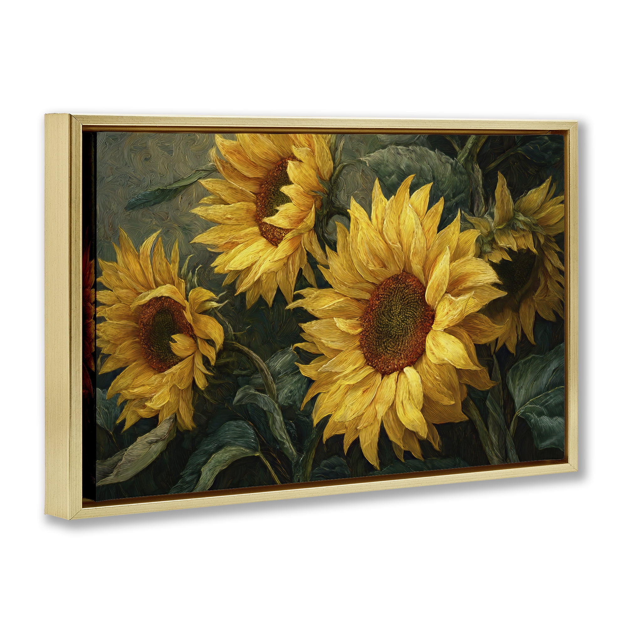 Stupell Industries Sunflowers For The Soul Gold Framed Floater Canvas Wall Art, design by Tina LeCour