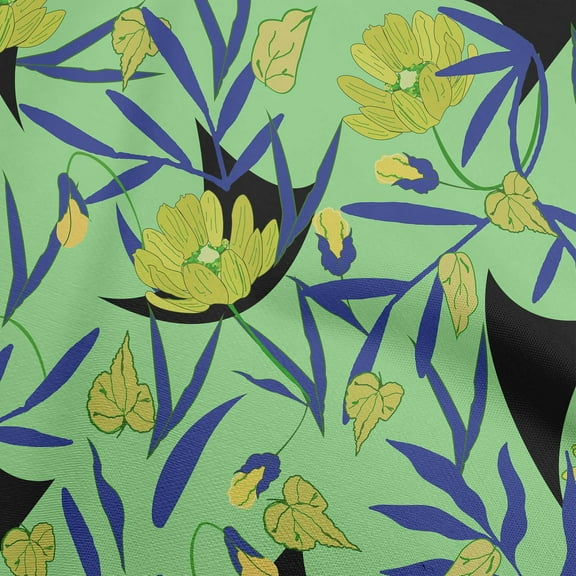 oneOone Polyester Spandex Light Green Fabric Floral Quilting Supplies Print Sewing Fabric By The Yard 56 Inch Wide