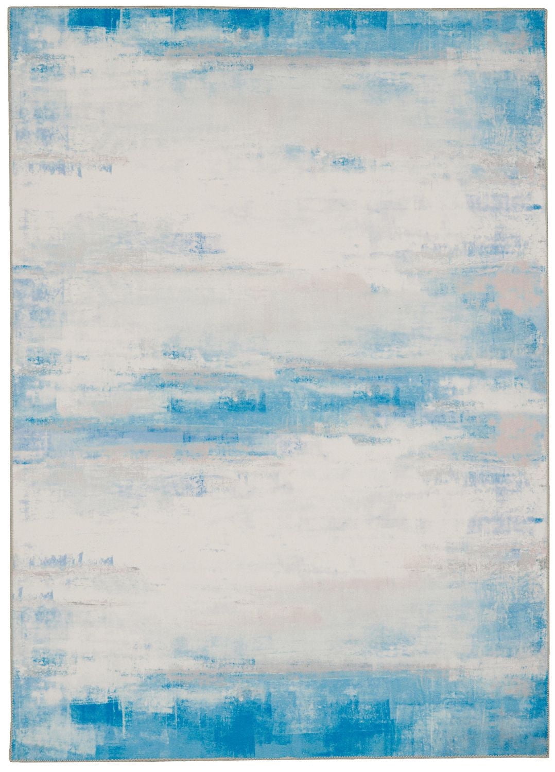 Tiana 5' x 7' Washable Area Rug, Ivory and Blue