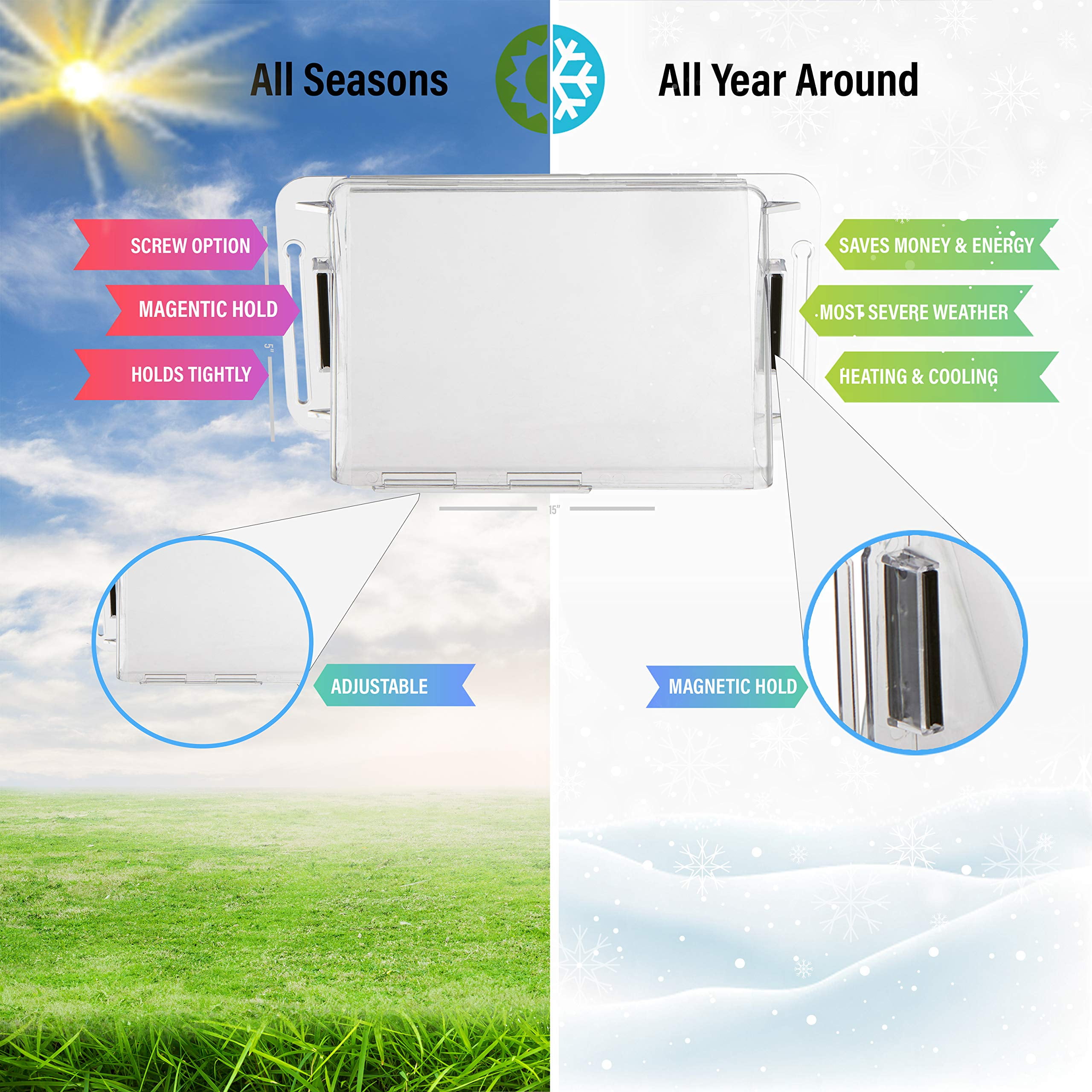Home Intuition Adjustable Magnetic Heat and Air Deflector for Vents, Sidewall, and Ceiling Registers, 2 Pack
