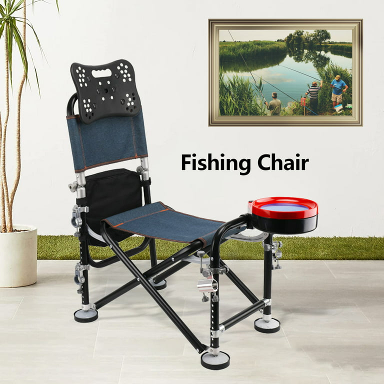 Wilitto 13 Gear Rise Fall 21cm Adjustment Fishing Chair with Backrest Rod  Holder Folding Fishing Deck Chair Fisherman Gift Black One Size 