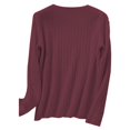 thumbnail image 5 of Vinsonshop Womens Basic V Neck Sweaters Long Sleeve Ribbed Knit Pullover Tops Casual Fall Clothes Winter Warm Layering Jumpers Red M, 5 of 5