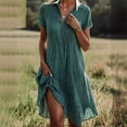 thumbnail image 4 of Ruyang Summer Long Skirt Casual Loose Shirt Neck Short Sleeve Printed Polka Dot Dress Women See Throw Dresses for Women, 4 of 4