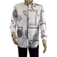 thumbnail image 2 of Men Sports Shirt by DE-NIKO Long Sleeves Fashion Print Soft Modal 2F008 White, 2 of 7
