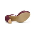 thumbnail image 5 of BLISSFUL STEP Women's Shoes Faux Suede Ankle Strap Open Toe High Chunky Heel Platform Sandals Burgundy 9, 5 of 7