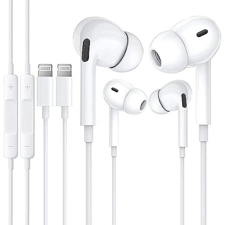 iPhone Headphones Earbuds Earphones wtih Lightning Connector Apple MFi Certified Compatible with iPhone 14 13 12 11 Pro Max X XS XR 8 7 Plus with Microphone (Lightning Connector-White)