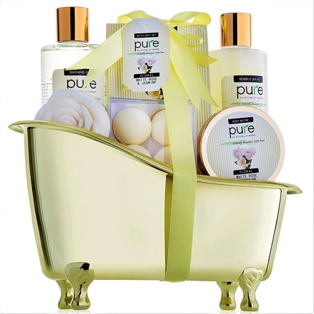Jasmine & Rose Deluxe Spa Gift Basket for Women. Voted #1 Best Gift for Wife! Bath GIft Set includes Bath Bombs, Bath Salts, Body Butter, Bubble Bath & (Best Bath Salt In India)