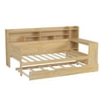 thumbnail image 6 of Euroco Wood Twin Size Daybed with Trundle, Storage Captain Bed with Desk and Shelves, Natural, 6 of 14