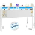 thumbnail image 2 of Homieasy King Headboard with Storage, Headboards with Power Outlets and Smart LED Light, Sturdy Head Board for King Size Bed, White, 2 of 9