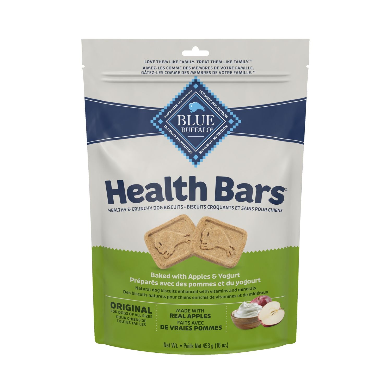 Blue Buffalo Health Bars Crunchy Dog Biscuits, Apples & Yogurt, 453g