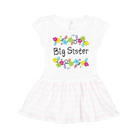 

Inktastic Big Sister - bright flowers Gift Toddler Girl Dress