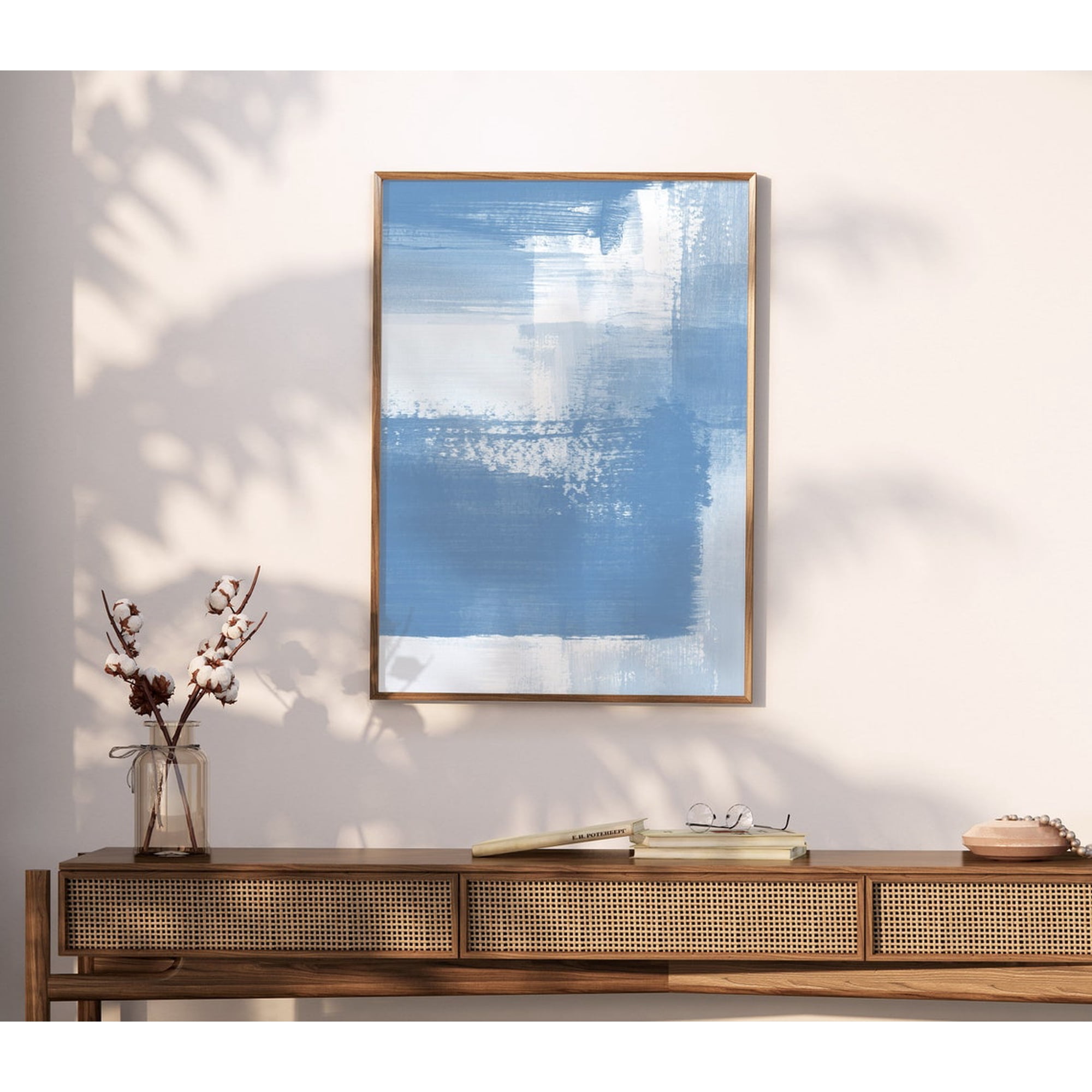 Pastel Blue Abstract Wall Art Print Modern Zen Minimalist Decor