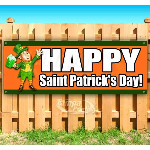 Happy Saint Patrick'S Day! 13 oz Vinyl Banner With Metal Grommets