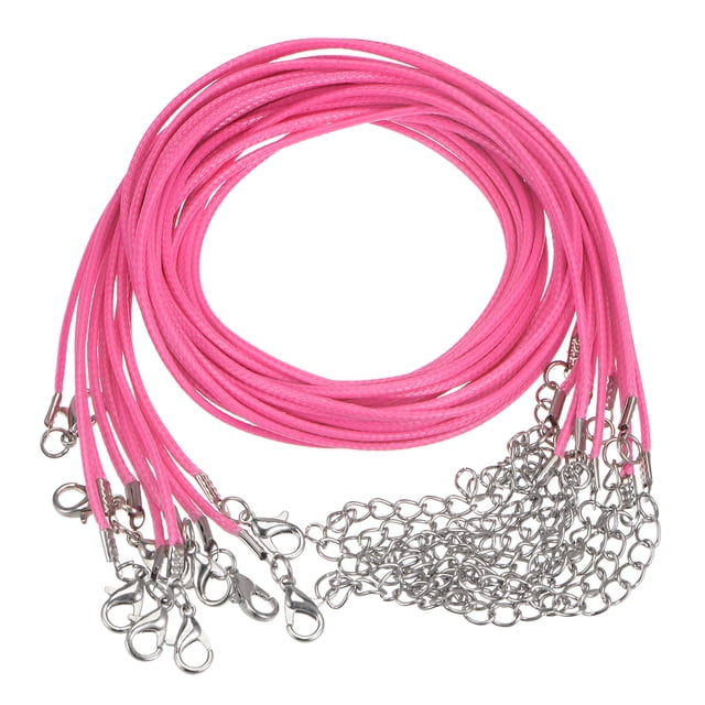 10uds Encerado Collar Cordón A Granel, 23 Pulgadas y 1,5mm Diámetro Collar Cadena Cuerda con Cierre para Colgantes, Pulseras, Joyería Fabricación, Rosa Rosa