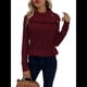 thumbnail image 2 of Suéter de Mujer con Cuello Alto y Mangas Raglán de Punto Rojo Vino L, 2 of 10