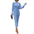 thumbnail image 1 of Conjunto de Suéter y Vestido de Punto para Mujer PRETTYGARDEN 2 Piezas Azul M, 1 of 8