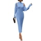 thumbnail image 1 of Conjunto de Suéter y Vestido de Punto para Mujer PRETTYGARDEN 2 Piezas Azul M, 1 of 8