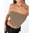 thumbnail image 4 of Women'S Tube Tops Strapless Crop Tops Basic Backless Sleeveless Going Out Outfits Summer Clothes Camel Color M, 4 of 8
