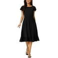 thumbnail image 2 of INSPIRE CHIC Women's Summer Casual Dress with Pockets Flutter Short Sleeve Crew Neck Ruffle Hem Midi Dress XL Black, 2 of 6