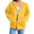 thumbnail image 4 of Aihuaihua Zip Up Hoodie Women Plus Size Cute Casual Long Sleeve Zipper Sweatshirts Fall Y2k Outfits Comfy Track Jackets with Pockets (Yellow,L), 4 of 8